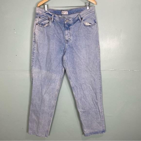 Abercrombie & Fitch‎ The 90s Straight Low Rise Jeans Blue Sz 33 16 Long - Picture 1 of 7